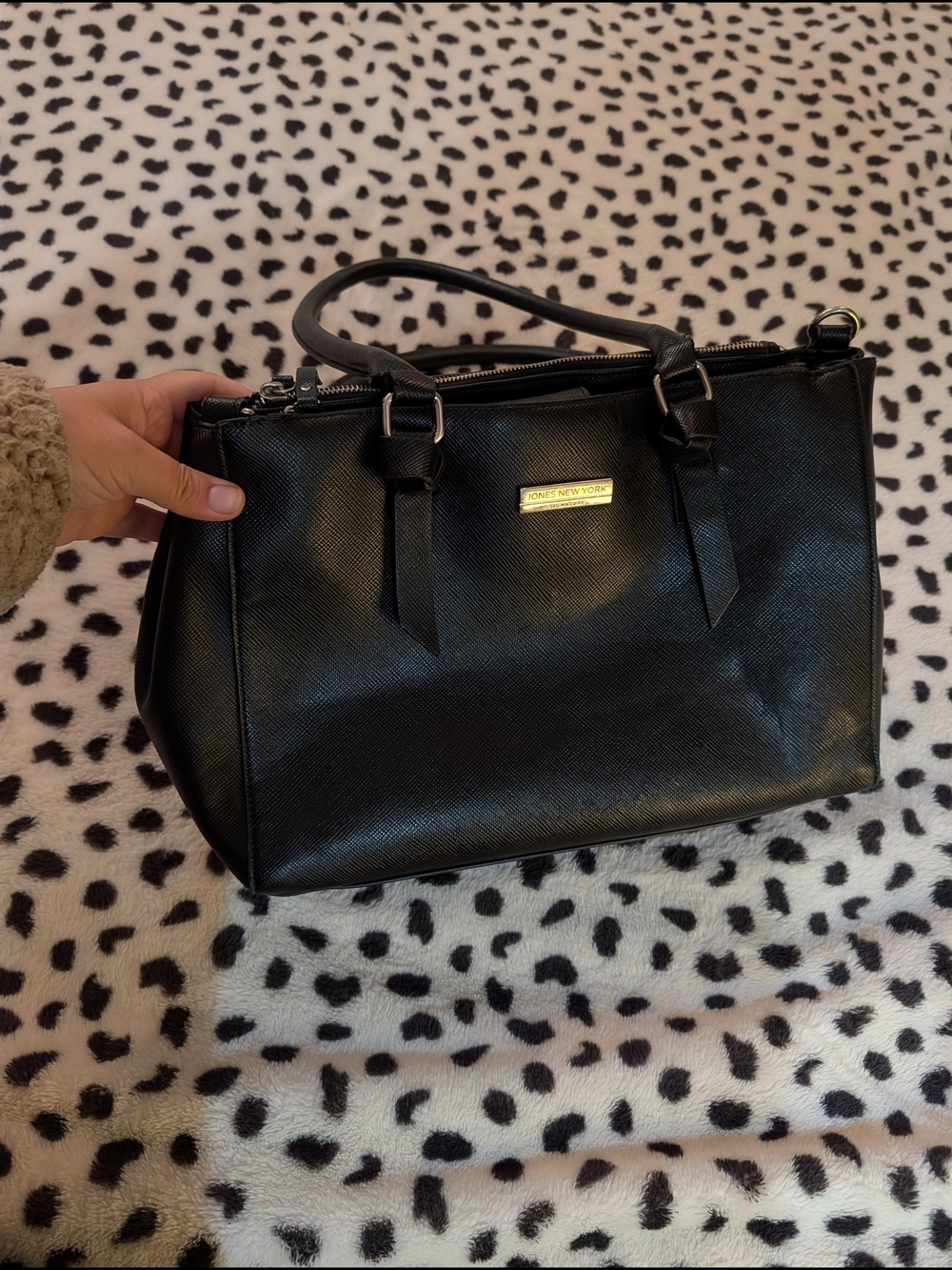 Jones New York Black Structured Saffiano Satchel
